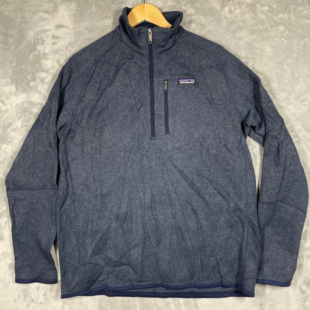 Patagonia Better Sweater 1/4 Zip Pullover Navy Blue Heather Fleece 25522 Mens L